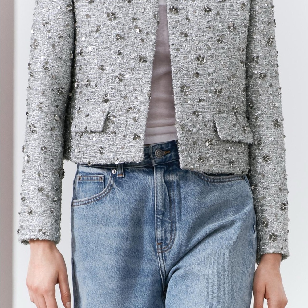 ZARA sequin Cropped Jacket - Picture 8 of 8